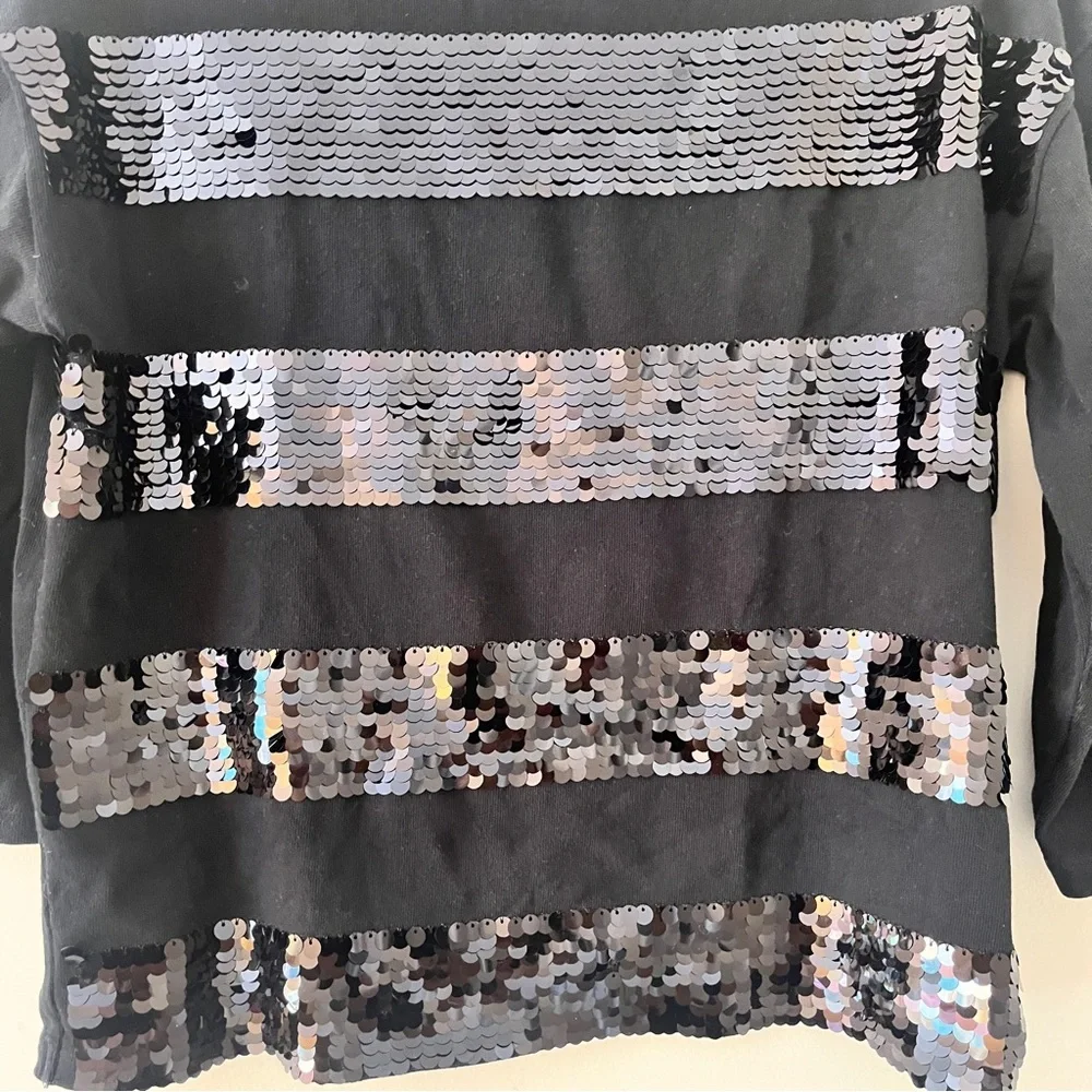 MaxMara Black Sequin Blouse with 3/4 Sleeves - Picture 3 of 9